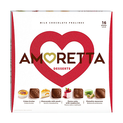 Конфеты шоколадные пралине Amoretta Desserts с ассорти вкусов 106 г