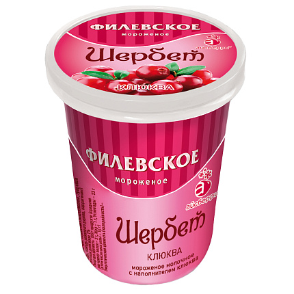 Мороженое Филевское молочное с клюквой шербет 80 г 