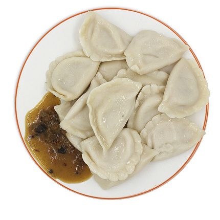 Вареники на пару с картошкой и грибным соусом 250 г