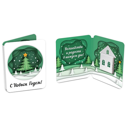 Шоколадная мини открытка. Новогодняя аппликация 5 г