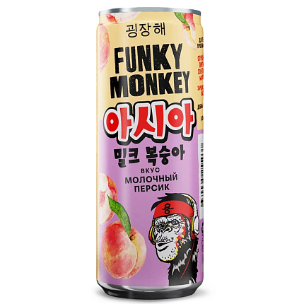 Напиток FUNKY MONKEY Крейзи Азия Молочный персик 0.33 л