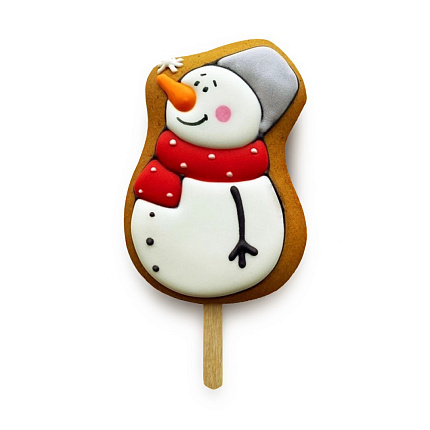 Пряник имбирный глазированный "Снеговик в шарфе" 40 г.