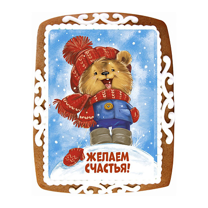Пряник Фотопечать Новогодняя 1 шт, 130 г