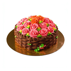 Торт бисквитный "Корзина с цветами", 2 кг.