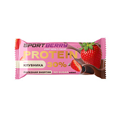 Батончик протеиновый в глазури со вкусом Клубника Sportberry 45 г