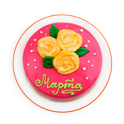 Торт «Грецкий орех. Де‑Люкс красный» к 8 Марта, 1000 г