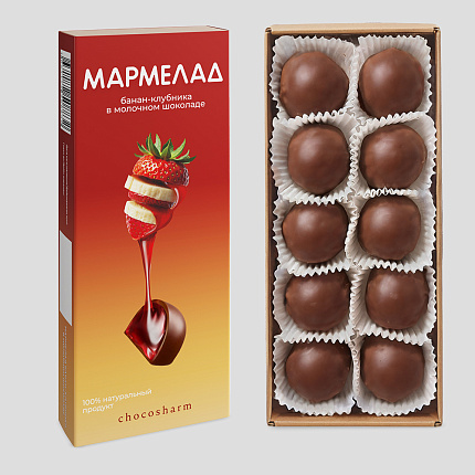 Мармелад Банан-Клубника в молочном шоколаде 150 г