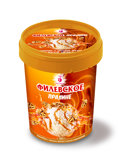 Мороженое Филевское пломбир с грецким орехом и карамелью ведро 550  г
