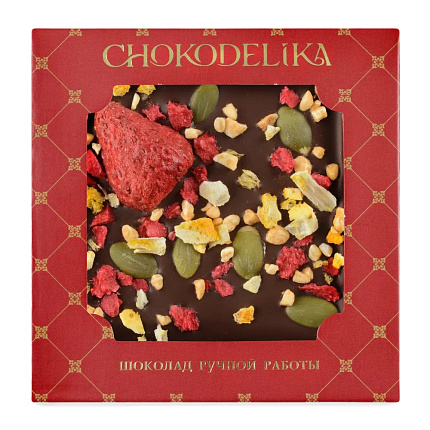 Шоколад темный с украшением клубника и апельсин в блистере 35 г