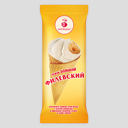 Филевское мороженое крем-брюле в вафельном рожке 100 г 