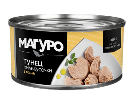 Тунец Магуро полосатый филе-кусочки в масле 170г