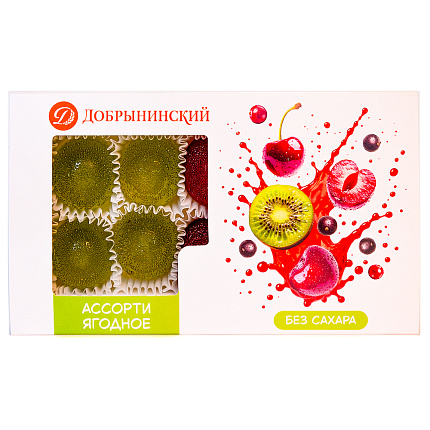 Мармелад Ассорти ягодное с клюквой, киви, вишней, черной смородиной 200 г