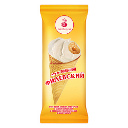 Филевское мороженое крем-брюле в вафельном рожке 100 г 