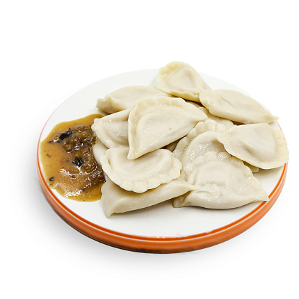 Вареники на пару с картошкой и грибным соусом 250 г