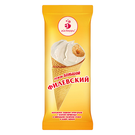 Филевское мороженое крем-брюле в вафельном рожке 100 г 