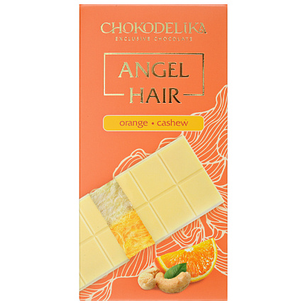 Шоколад белый Аngel Hair с начинкой апельсин-кешью 150 г