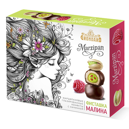 Конфеты глазированные из марципана с начинкой Фисташка и малина 112 г