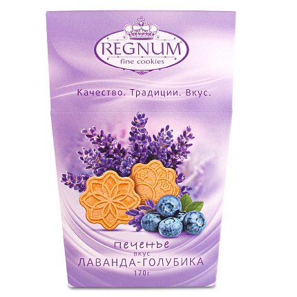 Печенье REGNUM сахарное лаванда-голубика в коробке, 170 г