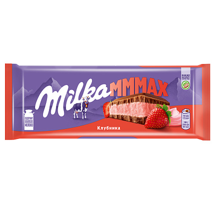 Шоколад Milka Mmmax молочный с клубничной начинкой 253 г