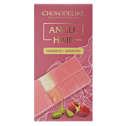 Шоколад белый Аngel Hair с начинкой малина-фисташка 150 г