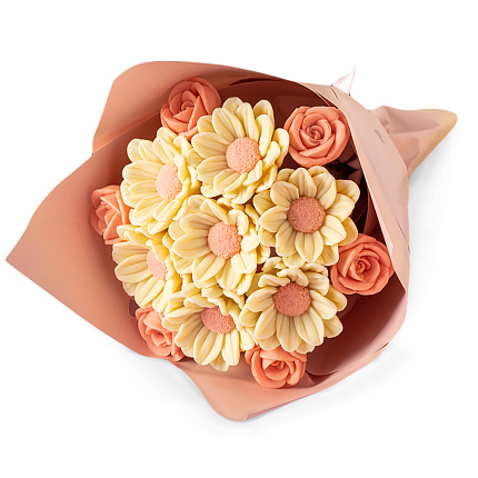 Шоколадные хризантемы и розы 240 г
