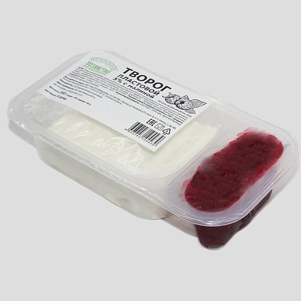Творог пластовой 5% с наполнителем малина 190 г